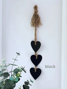 Decoración Colgante de Corazón de Madera Blanca Hecha a Mano, Adorno de Pared Tallado con Cadena de Amor para San Valentín, Bodas, Decoración Interior del Hogar - Product Image 2