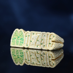 Hip Hop Engagement & Wedding Moissanite <b>Ring</b> <b>Men</b> 925 <b>Silver</b> 18k Gold Plated Lucky Number Iced Out VVS Green Baguette Cut Custom - Product Image 1