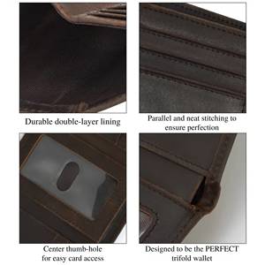 Strong Cowhide Leather Trifold <b>Wallet</b> <b>Men</b> Custom Logo RFID Blocking Slim Credit <b>Card</b> Pocket Purse Manufacturer NTW-0059 - Product Image 2