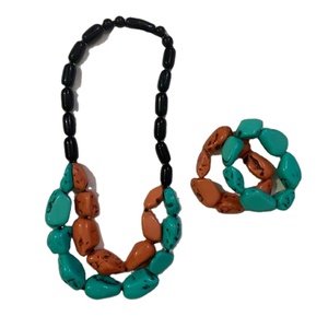 สร้อยคอลูกปัดเรซิ่นสำหรับทุกเพศ เครื่องประดับงานปาร์ตี้สุดอินเทรนด์ พร้อมสายไข่มุกเทียม นำเข้าจากอินเดียโดยตรง - Product Image 1