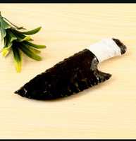 Couteau décoratif artisanal en obsidienne noire, style antique, cadeau pour rituels spirituels, décoration d'intérieur