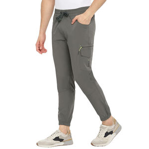 Pantalones de lona casuales de peso medio para hombre, personalizados al por mayor, con logo impreso, tipo cargo, con cordón de ajuste, teñido con hilo, ecológicos - Product Image 1