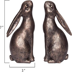 Porte-livres décoratifs en laiton en forme de lapin, finition bronze vieilli - Product Image 3