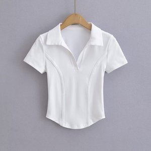 เสื้อยืดคอกลมแขนสั้นทรงปกติ ผ้าฝ้ายถัก 100% แห้งเร็ว ลายเรียบ สไตล์ลำลองสำหรับผู้หญิง ยี่ห้อ Spice Girl - Product Image 6