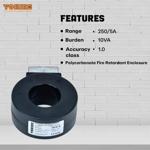 Transformateur de courant YOKINS 250/5A, ampèremètre CT 250A, CT rond en polycarbonate RT43 avec bornes et capuchon de protection - Product Image 1