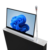 Écran LCD motorisé escamotable pour système de visioconférence, en alliage d'aluminium brossé argenté, affichage rétractable dissimulé pour bureau