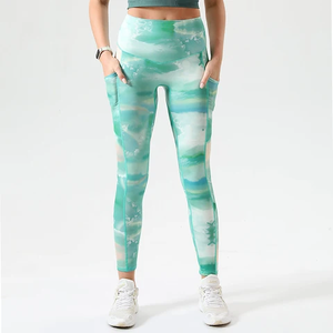 Leggings 100% Coton pour Femmes et Adolescentes, Bleu Uni, Taille Haute, pour l'Été, Tenue de Sport, Yoga, avec Effet Ventre Plat et Maintien de la Taille - Product Image 2