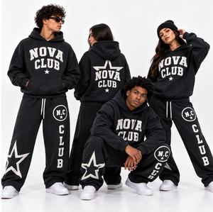 Conjunto Deportivo Unisex Nova Club, Sudadera con Capucha Rosa, Pantalones Largos Casuales de Algodón con Cordón Ajustable y Bolsillos Laterales - Product Image 5