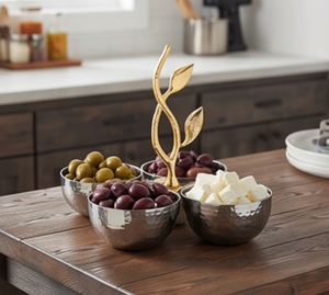 Cuencos Decorativos de Metal Premium con Diseño Floral Martillado, Ideales para Frutas, Ensaladas y Frutos Secos, Perfectos para Servir en Hoteles y Restaurantes - Product Image 5