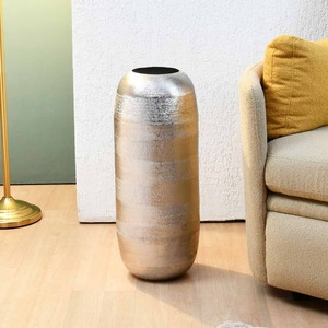 Metal <b>Table</b> Vase Textured Decorative Flower Vase for Dining <b>Table</b> Living Room Home Decor and Gifting Use - Product Image 4