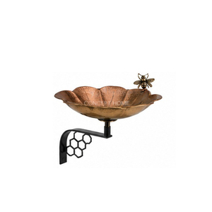 Baño para Pájaros de Cobre para Montar en la Pared con Adorno de Abeja, Acabado Pulido, Decoración de Jardín, Uso en Exteriores, Forma Irregular - Product Image 1