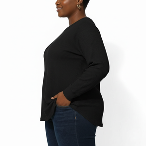 Camiseta de Manga Farol para Mujer, de Poliéster/Algodón, de Secado Rápido, a Cuadros, Sexy, Holgada, Talla Grande, Veraniega, Ecológica - Product Image 3