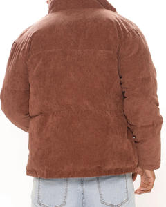 Men's Corduroy Puffer <b>Jacket</b> Stand Collar Zipper Closure Thick Quilted Casual Autumn Coat - Product Image 5