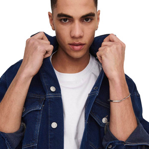 DAIZEN STAR Men's Dark Blue Denim Jacket Button Closure Casual Style Regular Fit 100% Cotton Woven Fabric Eco-Friendly Windproof - Product Image 5