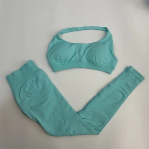 Ensemble de vêtements de sport pour femmes personnalisés, soutien-gorge de sport et leggings, deux pièces, vêtements d'entraînement pour la salle de sport - Product Image 1