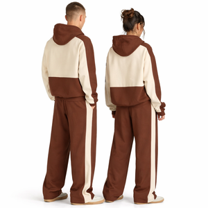 EHRI OEM ขายส่ง เสื้อฮู้ดดี้โอเวอร์ไซส์พรีเมียม ยูนิเซ็กซ์ ผ้าฝ้าย 100% ชุดเสื้อฮู้ดดี้ผ้าฟลีซ 350 กรัม ล้างสีแบบแอซิด บล็อกสี สำหรับฤดูหนาว เป็นมิตรกับสิ่งแวดล้อม - Product Image 2