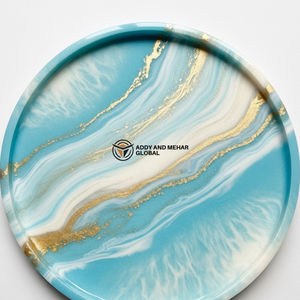 Modern Blue <b>Epoxy</b> Resin Tray – Glossy Marble Finish Square Coffee <b>Table</b> Tray - Product Image 2