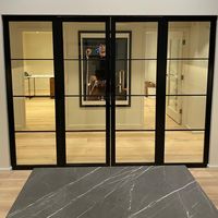 Portes en verre et acier françaises de luxe, ouverture manuelle, surface finie pour usage intérieur, villas, hôtels, salles de bain, garantie à vie