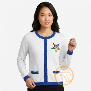 Cardigan décontracté d'hiver pour femme Eastern Star, avec appliques brodées en acrylique, de haute qualité, style grec OES, respirant, séchage rapide, col en V - Product Image 2