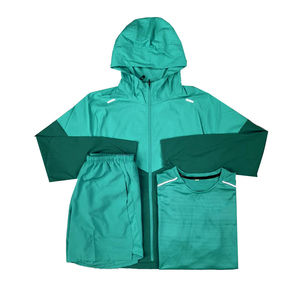 Conjunto Corto de 3 Piezas Windbreaker, Personalizado, para Hombre, de Poliéster, con Capucha, Estampado, Estilo Urbano, Chándal Sólido Unisex, Transpirable, de Secado Rápido, para Otoño - Product Image 1