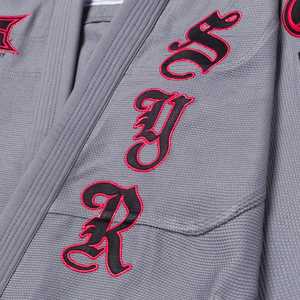 SHOWROLL Kimono de BJJ Gris para Hombre, Corte Regular, Logotipo Bordado, Rebels Against The Mainstream - Product Image 4