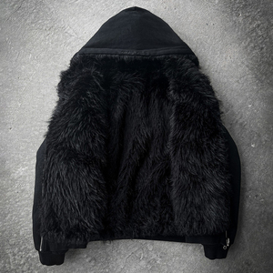 Sudaderas con Capucha de Piel Sintética Peluda Extra Grandes para Hombre, con Cremallera Bidireccional, Negras, Estilo Urbano de Invierno Y2K, Proveedor de Ropa Personalizada, Venta al por Mayor, EE. UU. - Product Image 4