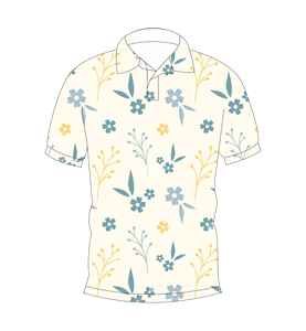 Polo pour homme en coton bleu à imprimé floral, manches courtes, décontracté, pour l'été, pour le golf - Product Image 4