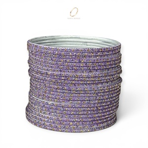 Lavender Glitter Stainless Steel Purple <b>Bangles</b> Set for Women Modern Wedding Party Fashion Indian Jewelry at Wholesale Price - Product Image 4