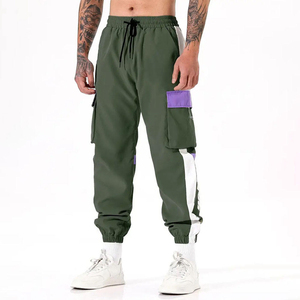OEM Custom Men's Streetwear Cargo Jogger Pants Color Block Multi-Pocket Elastic Waist <b>Drawstring</b> <b>Trousers</b> Wholesale B2B - Product Image 3