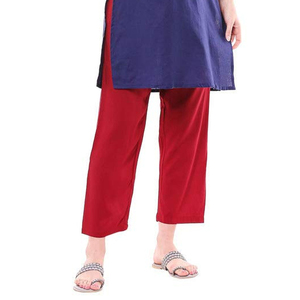 Women's <b>Trousers</b> Red <b>Harem</b> Pants High Waist Drawstring Loose Fit Ankle-Length Casual Pants With Pockets 100% Cotton Summer Style - Product Image 4
