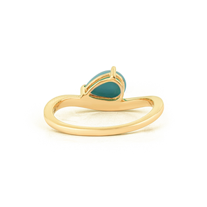 <b>Fine</b> New Collection of Handmade Pear Cut Turquoise Gemstone Wavy Curve <b>Ring</b> 18K Solid Yellow Gold Stackable Jewelry Manufacturer - Product Image 6