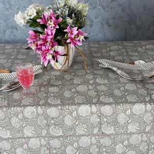 Customized Handmade Modern Block Printed Floral Cotton <b>Tablecloth</b> Eco-Friendly Durable Reusable Washable Outdoor Party Wedding - Product Image 1