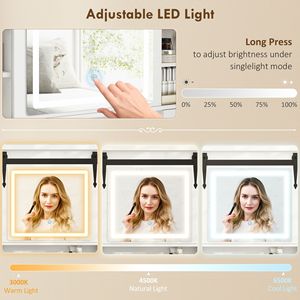 Set Toeletta in Palissandro con Luci a LED, Sgabello Imbottito Resistente, Cassetti Contenitore e Mensole per Camera da Letto, Colore Bianco - Product Image 6