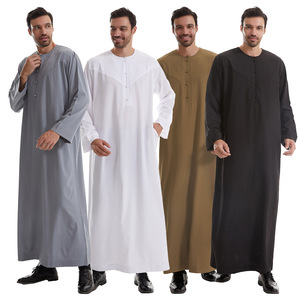 Wholesale <b>Men's</b> <b>Thobe</b> Muslim Jubba Arabic Kandura Islamic Robe Custom Logo OEM ODM Plain Long Sleeve Dubai Thobes - Product Image 6