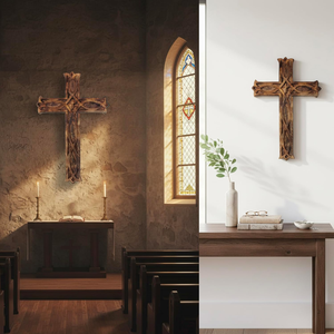 Croix murale en bois, décoration religieuse chrétienne, croix en bois faite à la main, décoration murale, décoration de la salle de prière, décoration de la maison - Product Image 5
