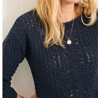 Pulls pour femmes à rayures jacquard, col rond décontracté, dentelle crochetée, manches longues, tricot torsadé ajouré texturé