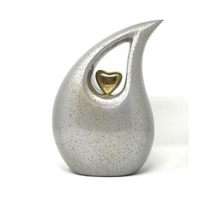 Silver Teardrop Cremation Urn With Gold Heart Adult <b>Memorial</b> <b>Keepsake</b> Urns For Funeral Supplier And Wholesaler Latest Designs - Product Image 1