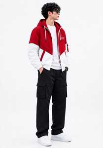 Veste à capuche zippée pour homme, couleur rouge, style streetwear décontracté, manches longues, respirante, en polyester, coupe régulière, coupe-vent pour l'hiver - Product Image 4