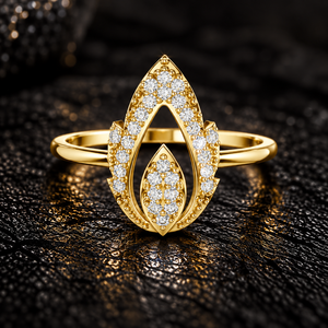 Anillo de Diamante Cultivado en Laboratorio con Corte Redondo, Oro Amarillo de 10K, 14K, 18K, Anillo con Incrustaciones Inspirado en Llamas, DEF VVS, Anillo de Boda, Joyería Fina ODM - Product Image 1