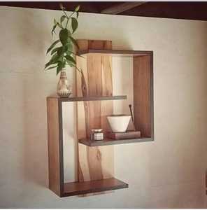 Handcrafted Wood Cross Floating Wall <b>Shelf</b> Single Curved Edge <b>Adjustable</b> Flower Pot Holder Modern Living Room Organizer Rack - Product Image 6