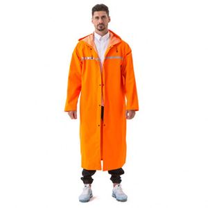 Poncho de pluie unisexe à capuche longue orange, imperméable, avec bande réfléchissante, veste pull pour adultes, utilisation en extérieur - Product Image 3