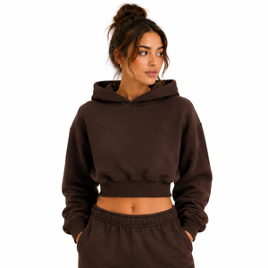 Custom <b>Women</b>’s Cropped Pullover <b>Hoodie</b> Oversized Crop Sweatshirt Private Label OEM - Product Image 6