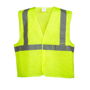 Classic X-Large <b>Fluorescent</b> Yellow Hi Vis Safety Vest 100% Poly Mesh High Visibility Reflective Safety <b>Clothing</b> - Product Image 1
