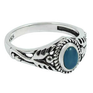 แหวนวินเทจสไตล์ยุโรปและอเมริกาแบบใหม่ ดีไซน์เรียบง่ายไม่ซ้ำใคร ประดับด้วยพลอยแคลเซโดนี ทำจากเงินแท้ 925 - Product Image 1