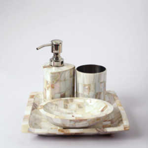 Venta al por mayor de alta calidad, accesorios decorativos para el hogar, efecto mármol negro, juego de baño de cerámica Natural - Product Image 5