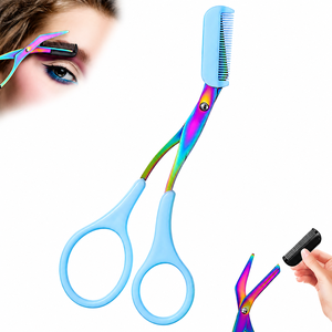 Ciseaux à sourcils 2 en 1 avec peigne, coupe-sourcils de précision en acier inoxydable, ciseaux de toilettage antidérapants pour hommes et femmes - Product Image 2
