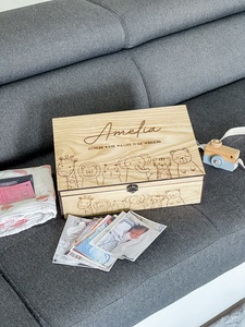 Newborn Baby Girl First Birthday Welcome Signs Embossed Wooden <b>Keepsake</b> Gift <b>Box</b> for Christmas - Product Image 5