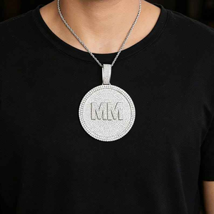 Luxury Moissanite Diamond Round <b>Initial</b> Pendant <b>Necklace</b> 925 <b>Silver</b> Sparkling Letter Charm Elegant Statement Gift For Unisex - Product Image 4