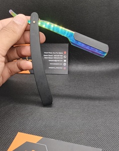 Rasoir droit en acier inoxydable, demi-lame, logo personnalisé gratuit, rasage humide pour hommes, couleur noire, Plasma Saaqaans Enterprises SQ-0071 - Product Image 3