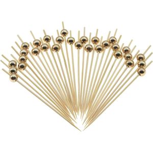 Gold Pearl 4.7 Inch Bamboo Cocktail Picks Fancy Appetizer <b>Toothpicks</b> for Christmas New Year Holiday Party Decorative Fo - Product Image 1